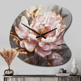 Pink Gold Peonies Petals - Asymmetric Metal Wall Clock