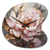 Pink Gold Peonies Petals - Asymmetric Metal Wall Clock