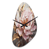 Pink Gold Peonies Petals - Asymmetric Metal Wall Clock