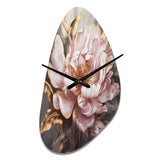 Pink Gold Peonies Petals - Asymmetric Metal Wall Clock