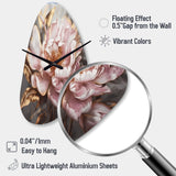 Pink Gold Peonies Petals - Asymmetric Metal Wall Clock