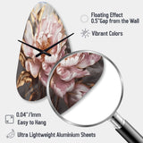 Pink Gold Peonies Petals - Asymmetric Metal Wall Clock