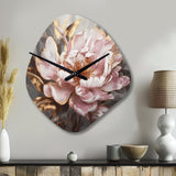 Pink Gold Peonies Petals - Asymmetric Metal Wall Clock