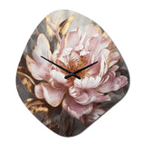 Pink Gold Peonies Petals - Asymmetric Metal Wall Clock