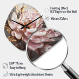 Pink Gold Peonies Petals - Asymmetric Metal Wall Clock