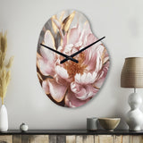 Pink Gold Peonies Petals - Asymmetric Metal Wall Clock