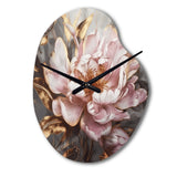 Pink Gold Peonies Petals - Asymmetric Metal Wall Clock