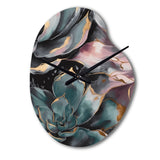 Green Serenade Of Succulents I - Asymmetric Metal Wall Clock