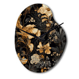 Gold Tropical Leaf Serenade I - Asymmetric Metal Wall Clock