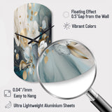 Blue Marble Gold Floral Impressions II - Asymmetric Metal Wall Clock