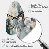 Blue Marble Gold Floral Impressions II - Asymmetric Metal Wall Clock