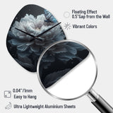 White Flower Blooming Butterflies - Asymmetric Metal Wall Clock