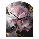 Harmonious Pink Grey Peony Flower II - Asymmetric Metal Wall Clock