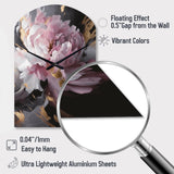 Harmonious Pink Grey Peony Flower II - Asymmetric Metal Wall Clock