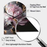 Harmonious Pink Grey Peony Flower II - Asymmetric Metal Wall Clock