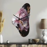 Harmonious Pink Grey Peony Flower II - Asymmetric Metal Wall Clock