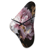 Harmonious Pink Grey Peony Flower II - Asymmetric Metal Wall Clock
