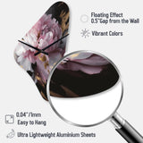 Harmonious Pink Grey Peony Flower II - Asymmetric Metal Wall Clock