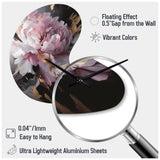 Harmonious Pink Grey Peony Flower II - Asymmetric Metal Wall Clock
