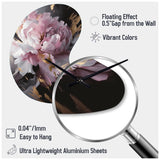 Harmonious Pink Grey Peony Flower II - Asymmetric Metal Wall Clock