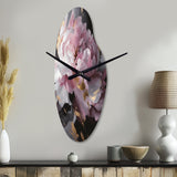 Harmonious Pink Grey Peony Flower II - Asymmetric Metal Wall Clock