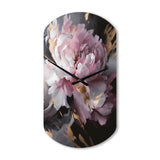 Harmonious Pink Grey Peony Flower II - Asymmetric Metal Wall Clock