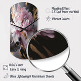 Harmonious Pink Grey Peony Flower II - Asymmetric Metal Wall Clock