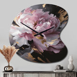 Harmonious Pink Grey Peony Flower II - Asymmetric Metal Wall Clock