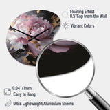 Harmonious Pink Grey Peony Flower II - Asymmetric Metal Wall Clock