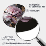 Harmonious Pink Grey Peony Flower II - Asymmetric Metal Wall Clock