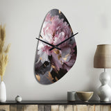 Harmonious Pink Grey Peony Flower II - Asymmetric Metal Wall Clock