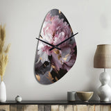 Harmonious Pink Grey Peony Flower II - Asymmetric Metal Wall Clock