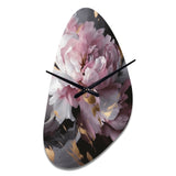 Harmonious Pink Grey Peony Flower II - Asymmetric Metal Wall Clock