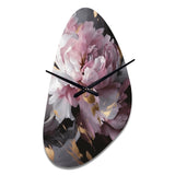 Harmonious Pink Grey Peony Flower II - Asymmetric Metal Wall Clock