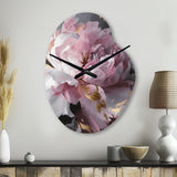 Harmonious Pink Grey Peony Flower II - Asymmetric Metal Wall Clock