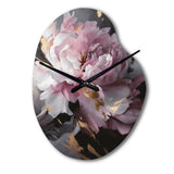 Harmonious Pink Grey Peony Flower II - Asymmetric Metal Wall Clock