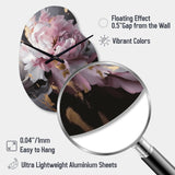 Harmonious Pink Grey Peony Flower II - Asymmetric Metal Wall Clock
