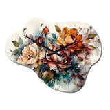 Blooming Vintage Flowers I - Asymmetric Metal Wall Clock