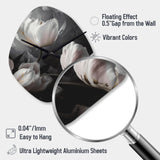 Cream Serenade Of Tulips I - Asymmetric Metal Wall Clock
