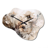 Delicate Warm Floral Impressions - Asymmetric Metal Wall Clock