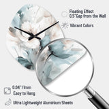 Delicate Grey Flowers I - Asymmetric Metal Wall Clock