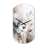 Delicate Grey Flowers IV - Asymmetric Metal Wall Clock