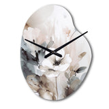Delicate Grey Flowers IV - Asymmetric Metal Wall Clock