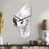 Delicate Grey Flowers V - Asymmetric Metal Wall Clock