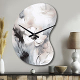 Delicate Grey Flowers V - Asymmetric Metal Wall Clock