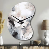 Delicate Grey Flowers V - Asymmetric Metal Wall Clock