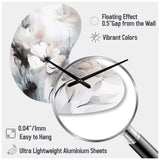 Delicate Grey Flowers V - Asymmetric Metal Wall Clock