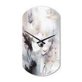 Delicate Grey Flowers V - Asymmetric Metal Wall Clock