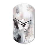 Delicate Grey Flowers V - Asymmetric Metal Wall Clock