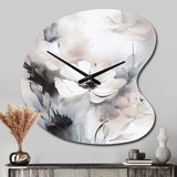 Delicate Grey Flowers V - Asymmetric Metal Wall Clock